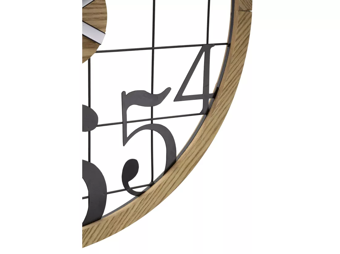 Horloge Murale numbers - Métal et Bois, Design Carré et Régulier, Ø 60 x 2,5 cm