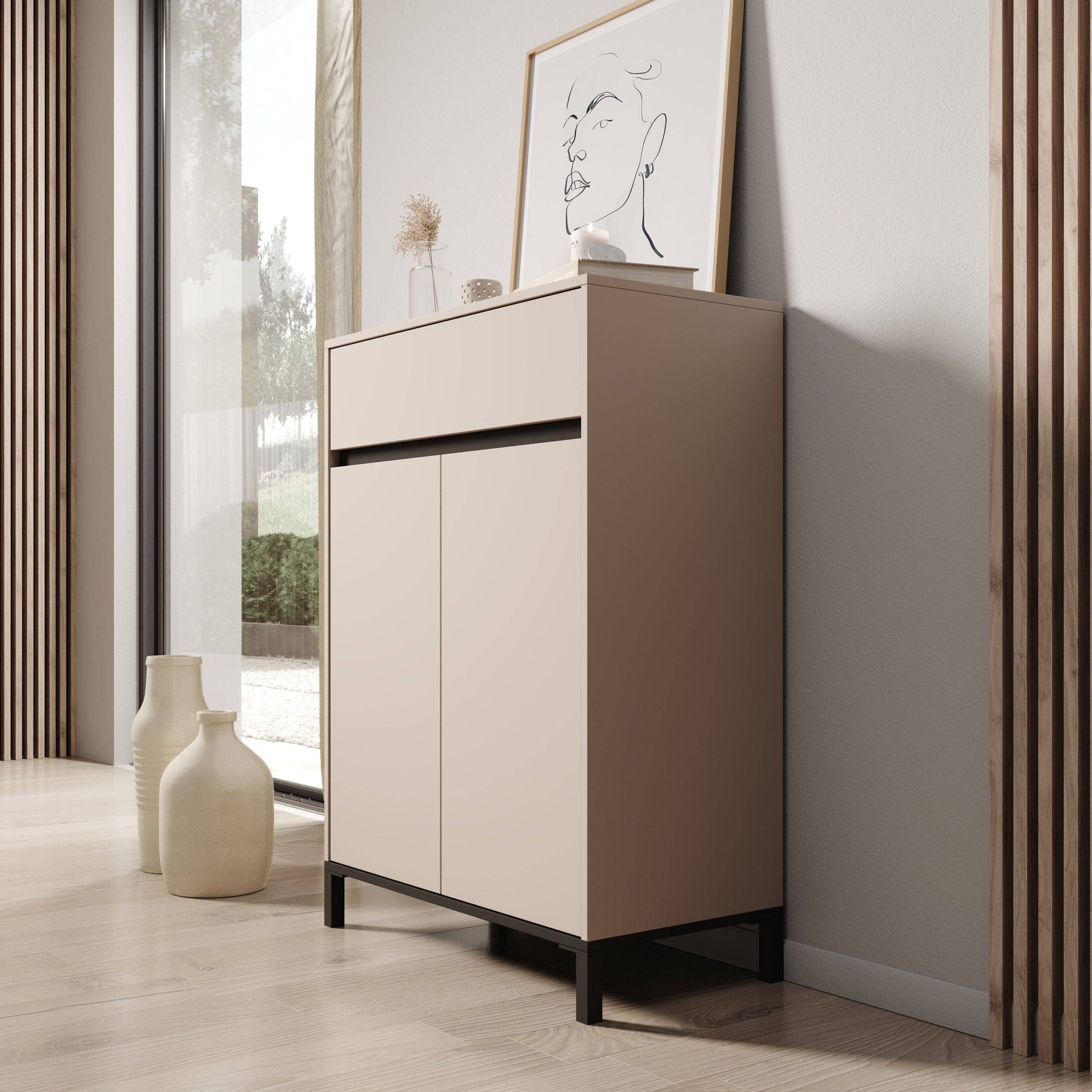 Finta - Schoenenkast - Beige - 80x40x110 cm