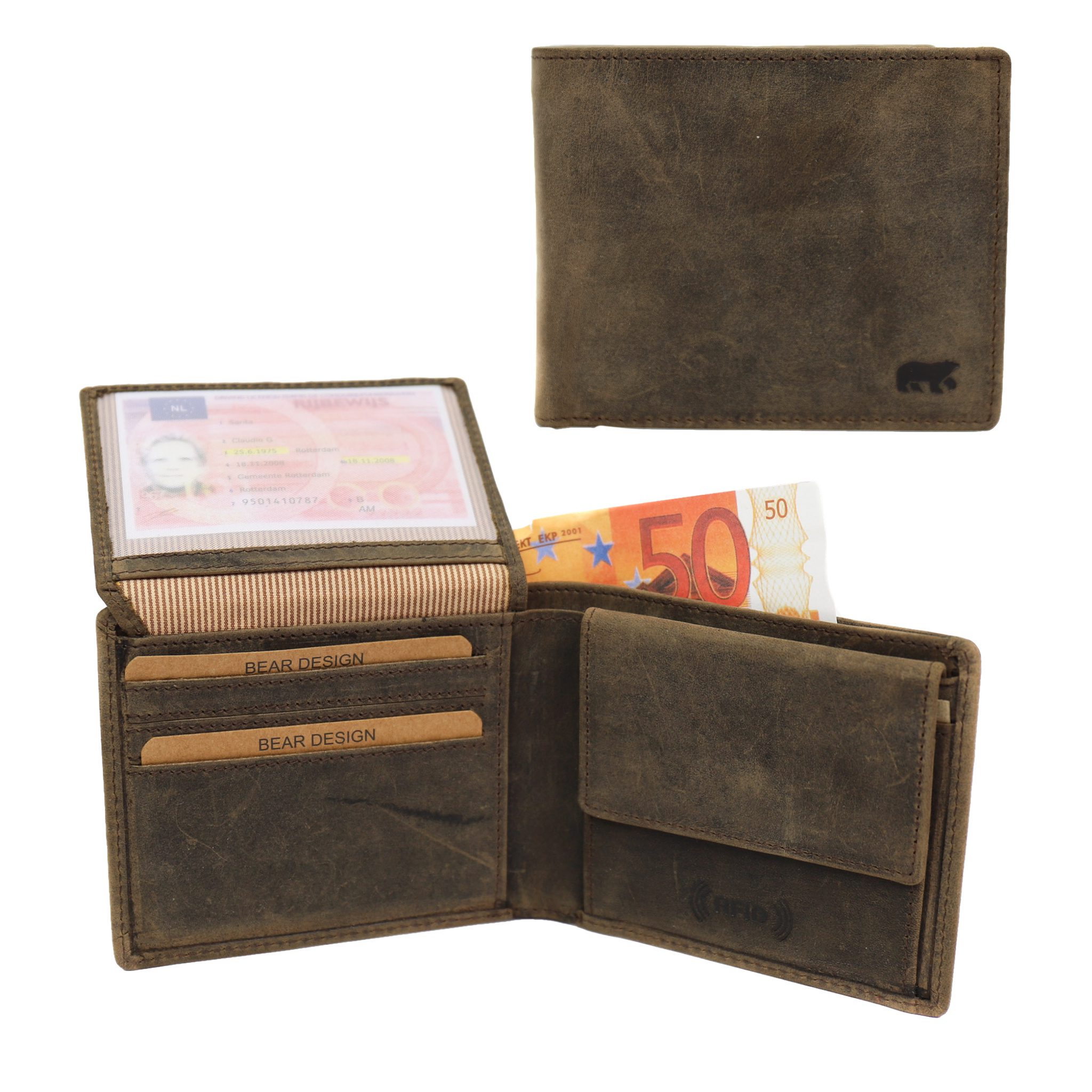 Bear Design Dark Nature Portemonnee Billfold Max Bruin HD9665