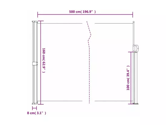 Auvent latéral rétractable vert foncé 160x500