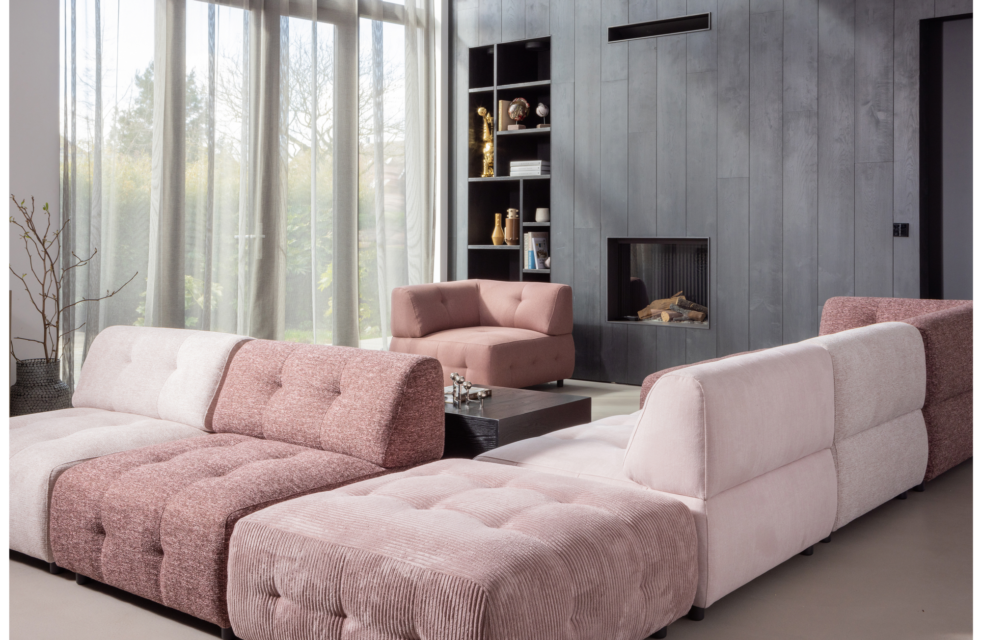 Hocker Louis ribstof leaf