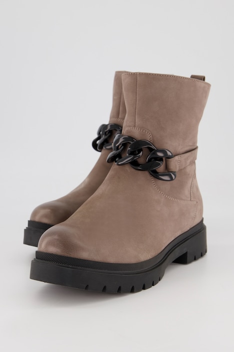 Caprice Leder-Boots, Chunky-Kette, Komfortweite