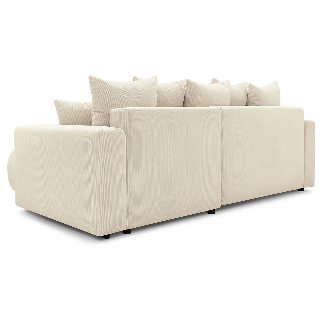 Bobochic Canapé d'angle convertible reversible velours côtelé Envy beige - 282x153x95 cm