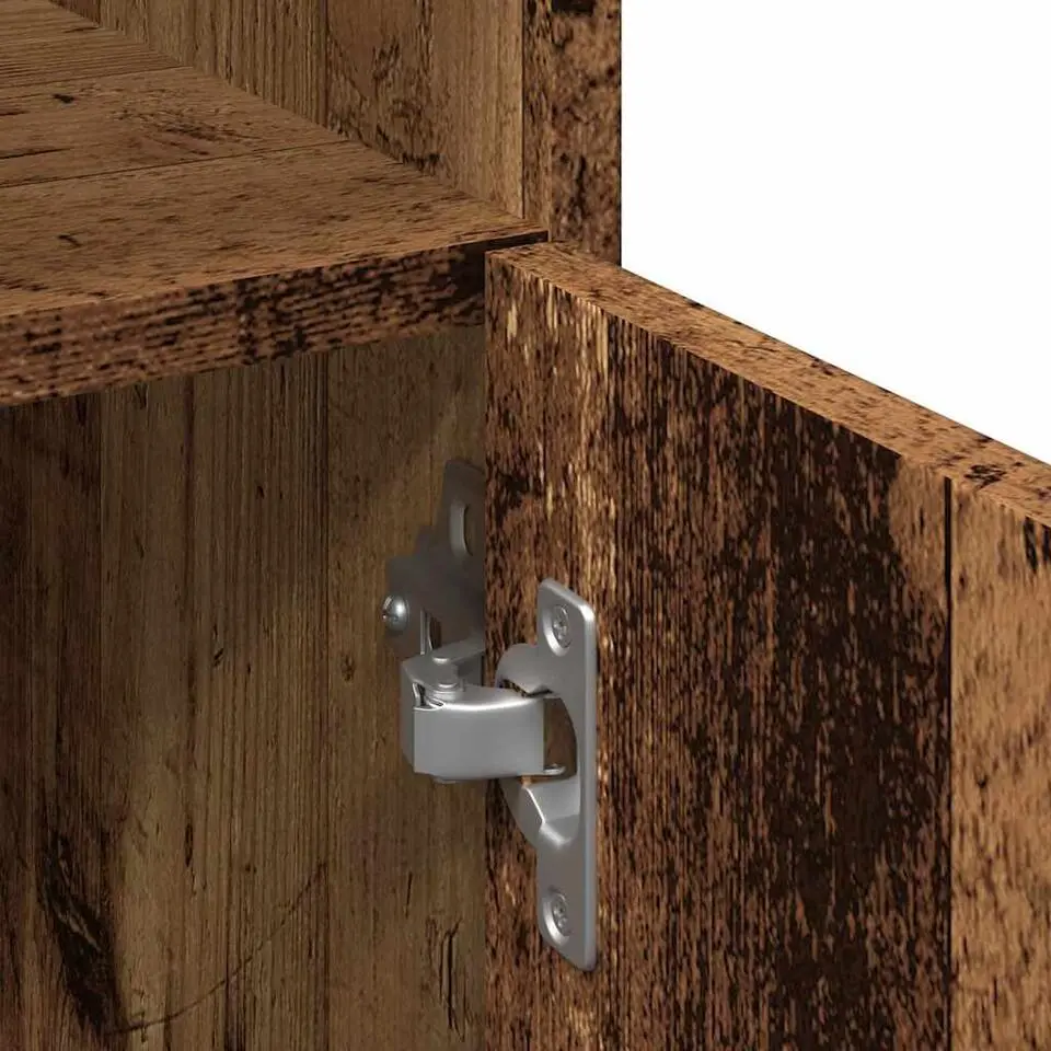 vidaXL - Kolomkast met 2 deuren 2 vakken oud hout - Bewerkt hout - 30x30x179 cm