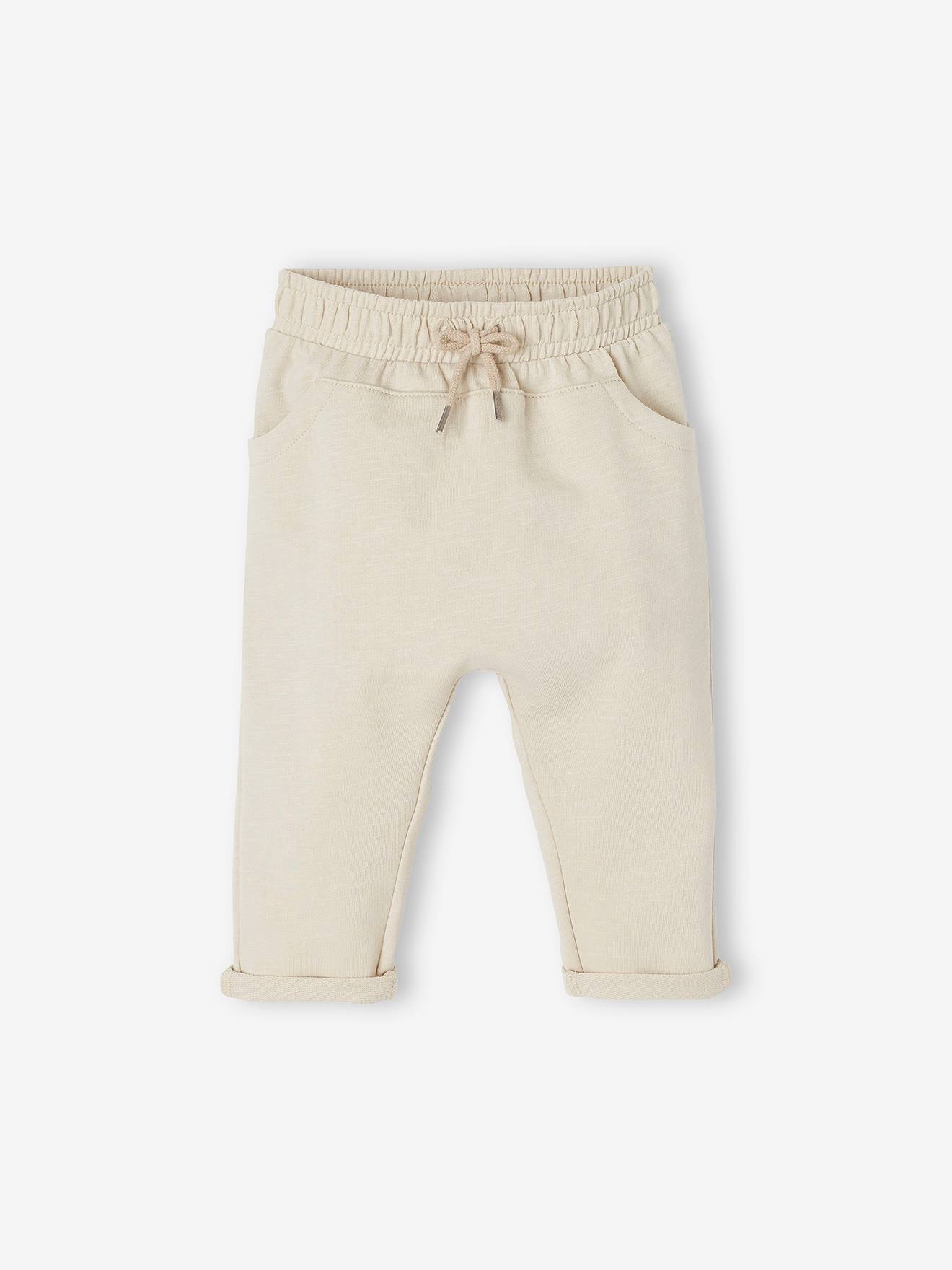 Calça de lã lisa bege claro para bebê menino