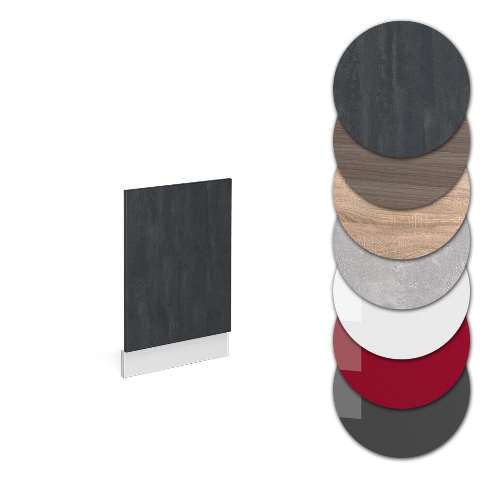 Vicco Geschirrspülerblende R-Line Schwarz Beton Weiß 45 cm mit Arbeitsplatte Eiche