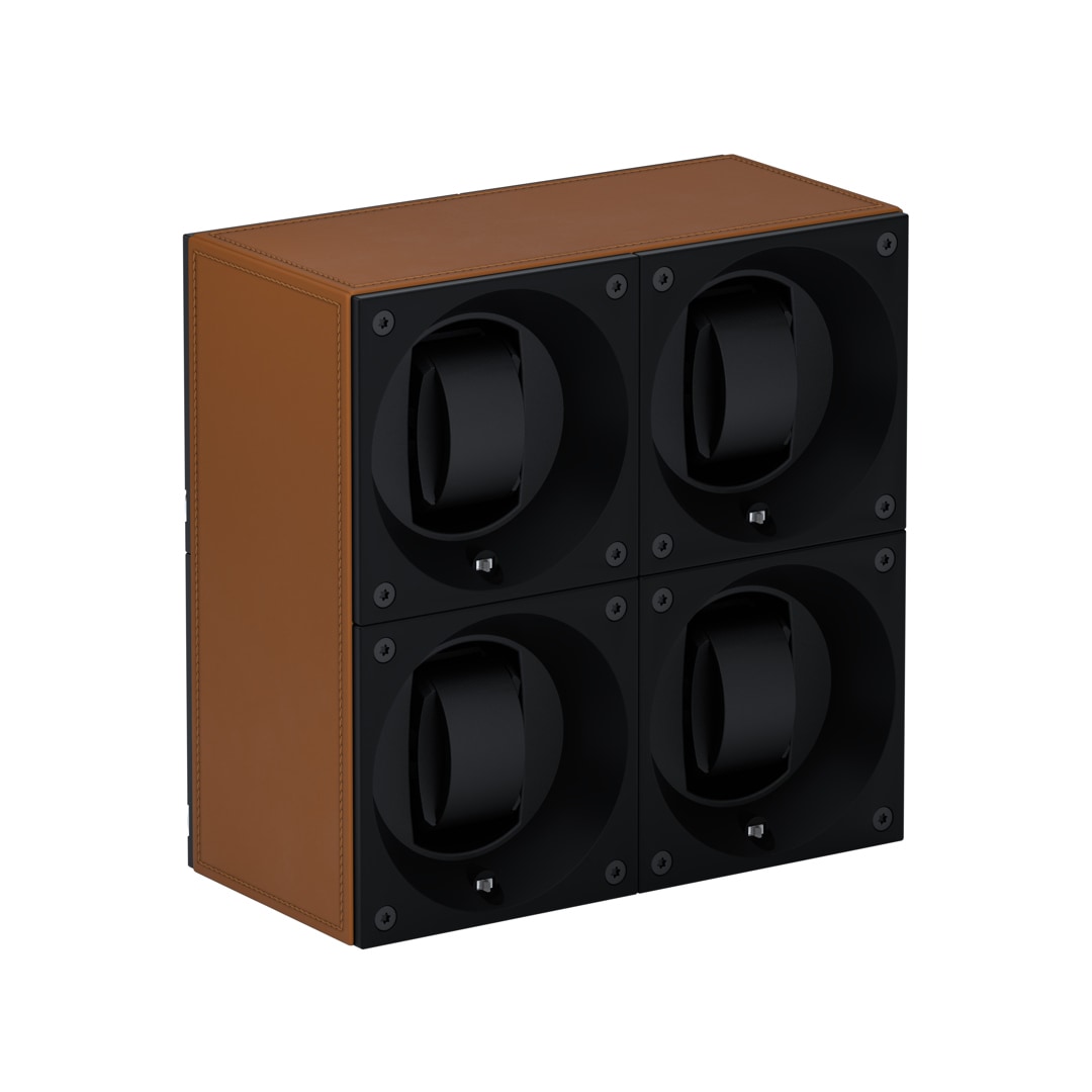 SwissKubik Masterbox Leder Cognac - 4 Uhren