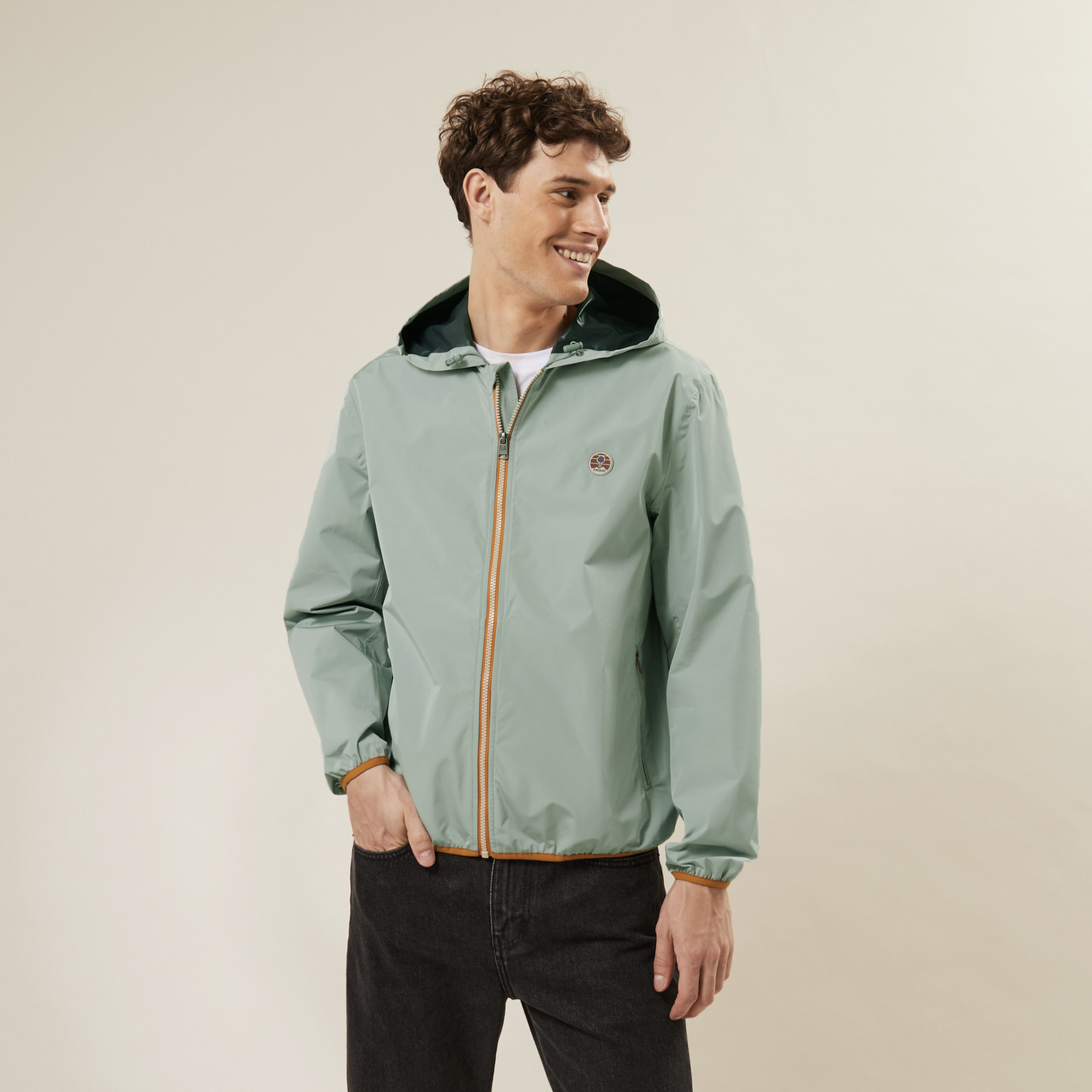 Imperméable vert clair polyester recyclé - modèle carnoet