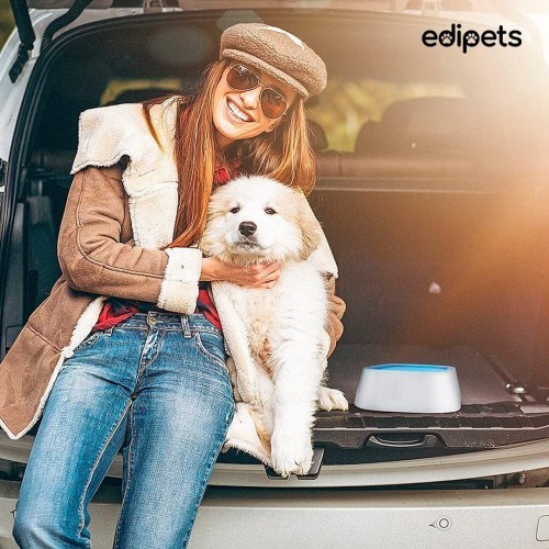 Tigela de água flutuante Edipets, antiderrapante e anti-respingos para animais de estimação.