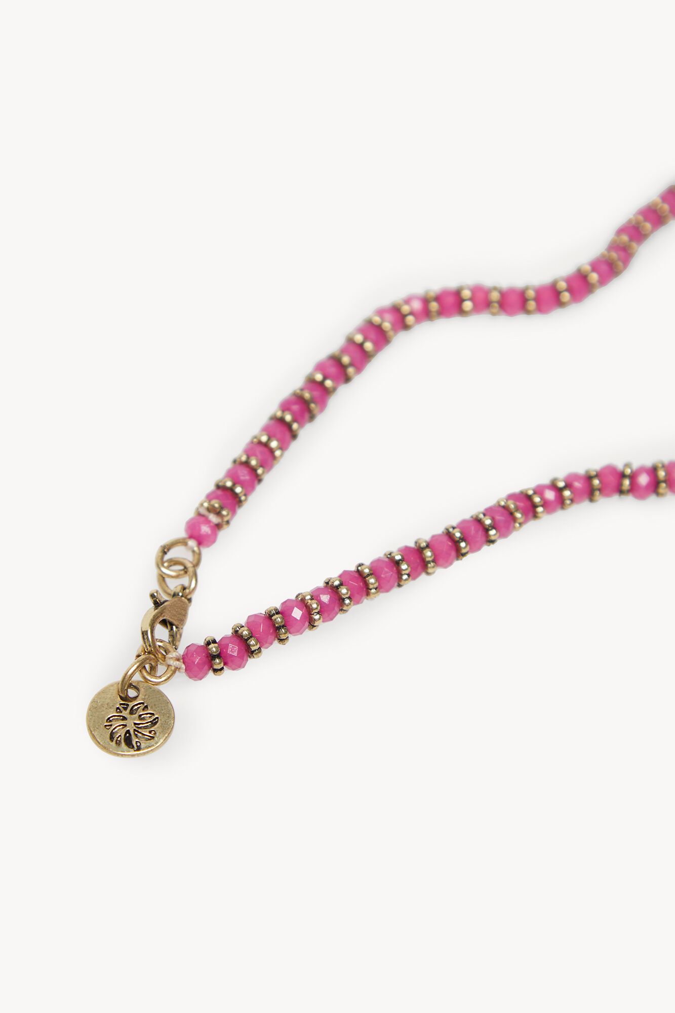 Colar Juana com contas banhadas a ouro - Rosa