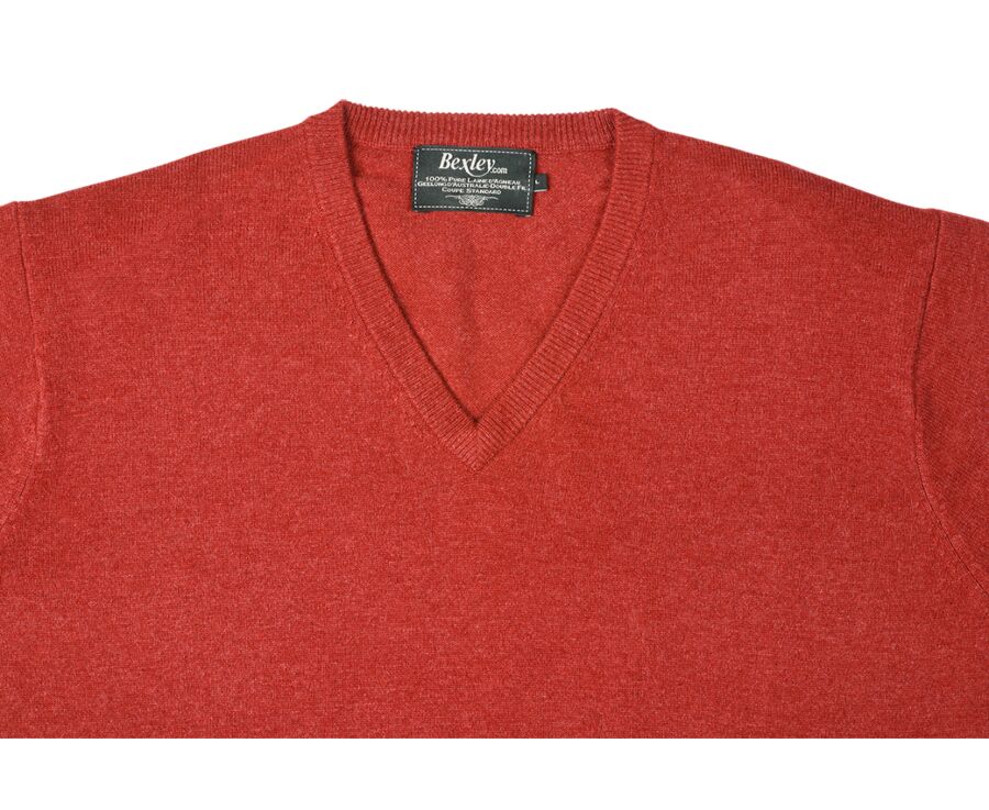 Pull col V homme laine Rouge Chiné - ELIAN