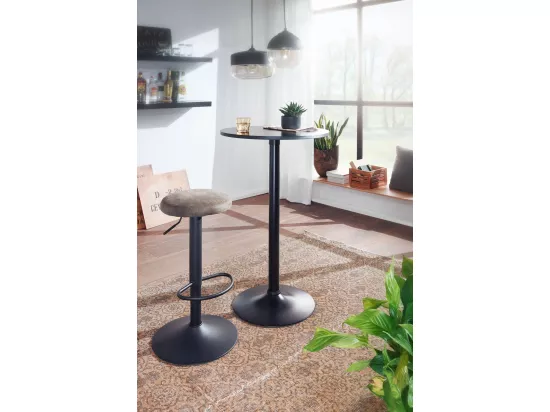 table de bar table haute noire Ø 60 cm table bistrot métal / bois table ronde