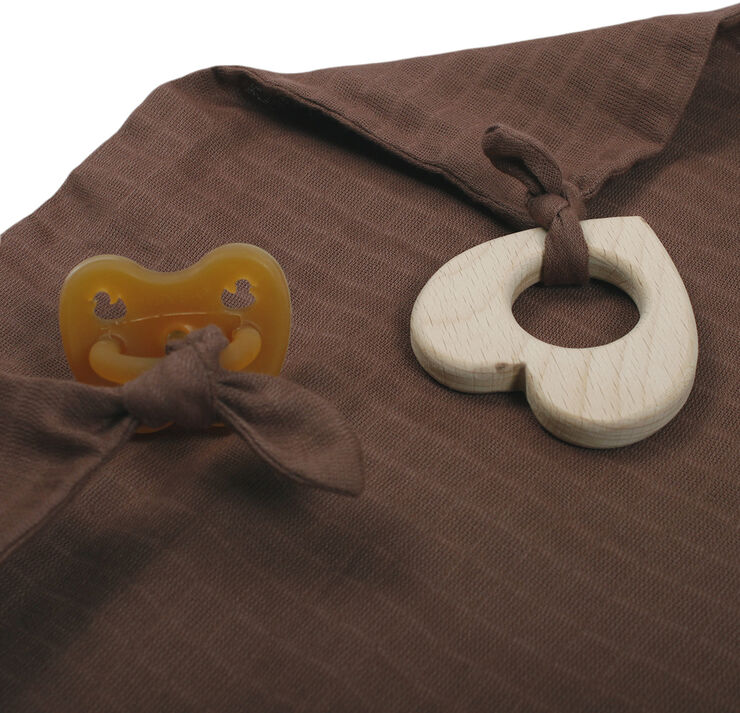 Müsli by Green Cotton Figure blankie teether Brown sugar