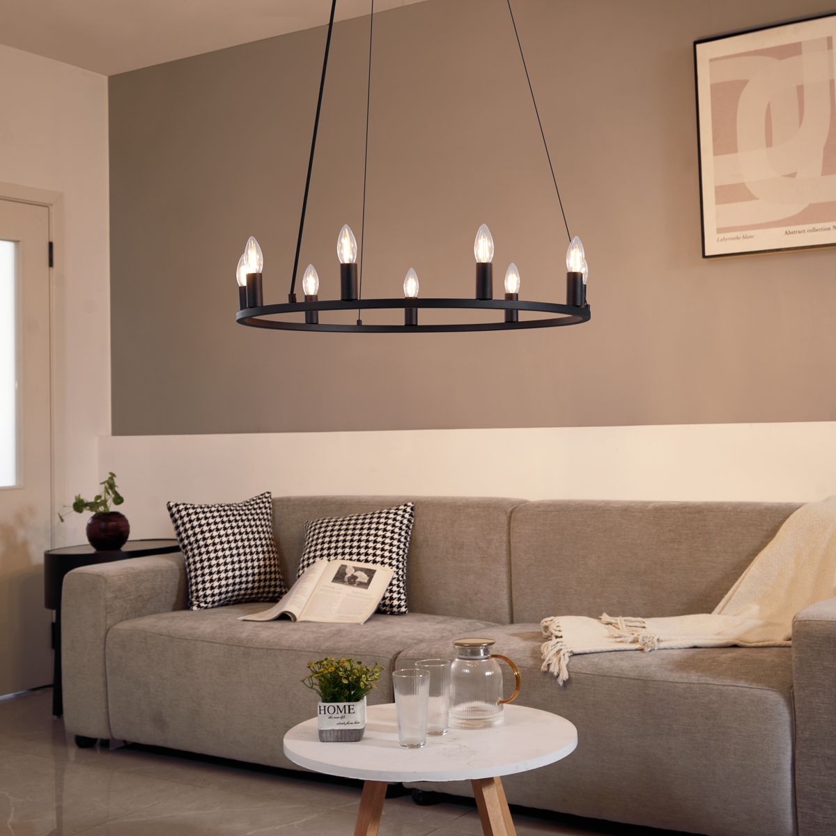Industriële hanglamp zwart 9-lichts - Knight