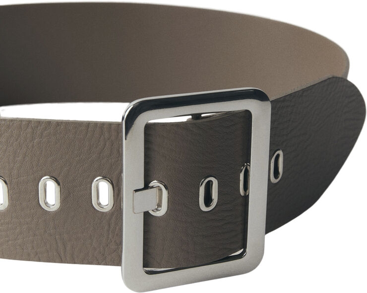 MANGO Wide leather belt Medium brown