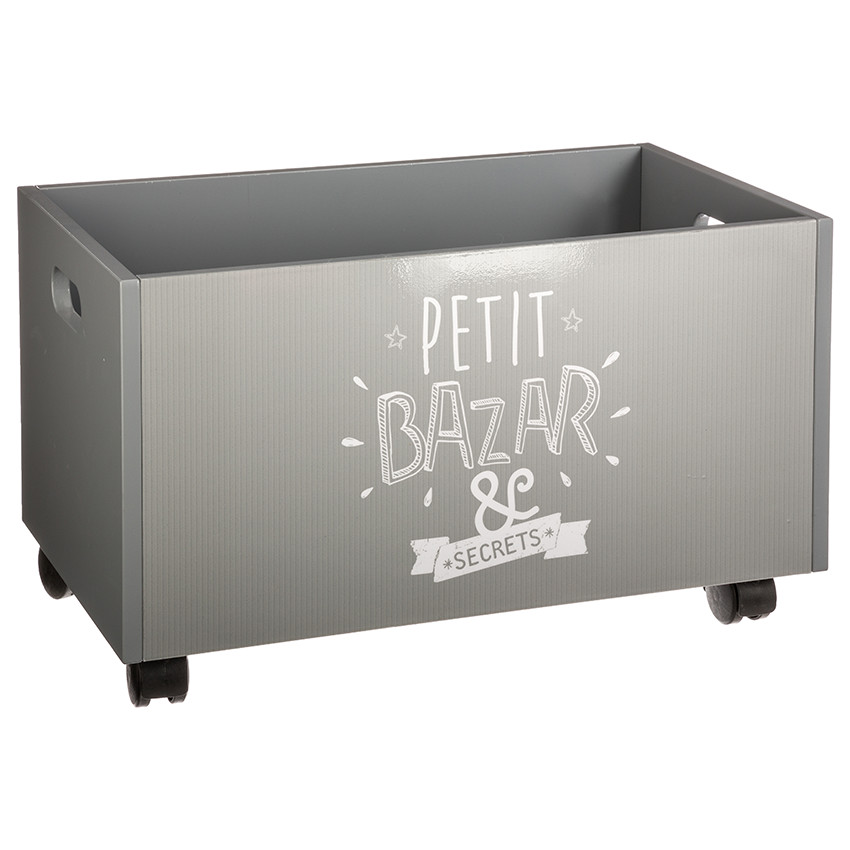 Coffre à jouets à roulettes -Gris
