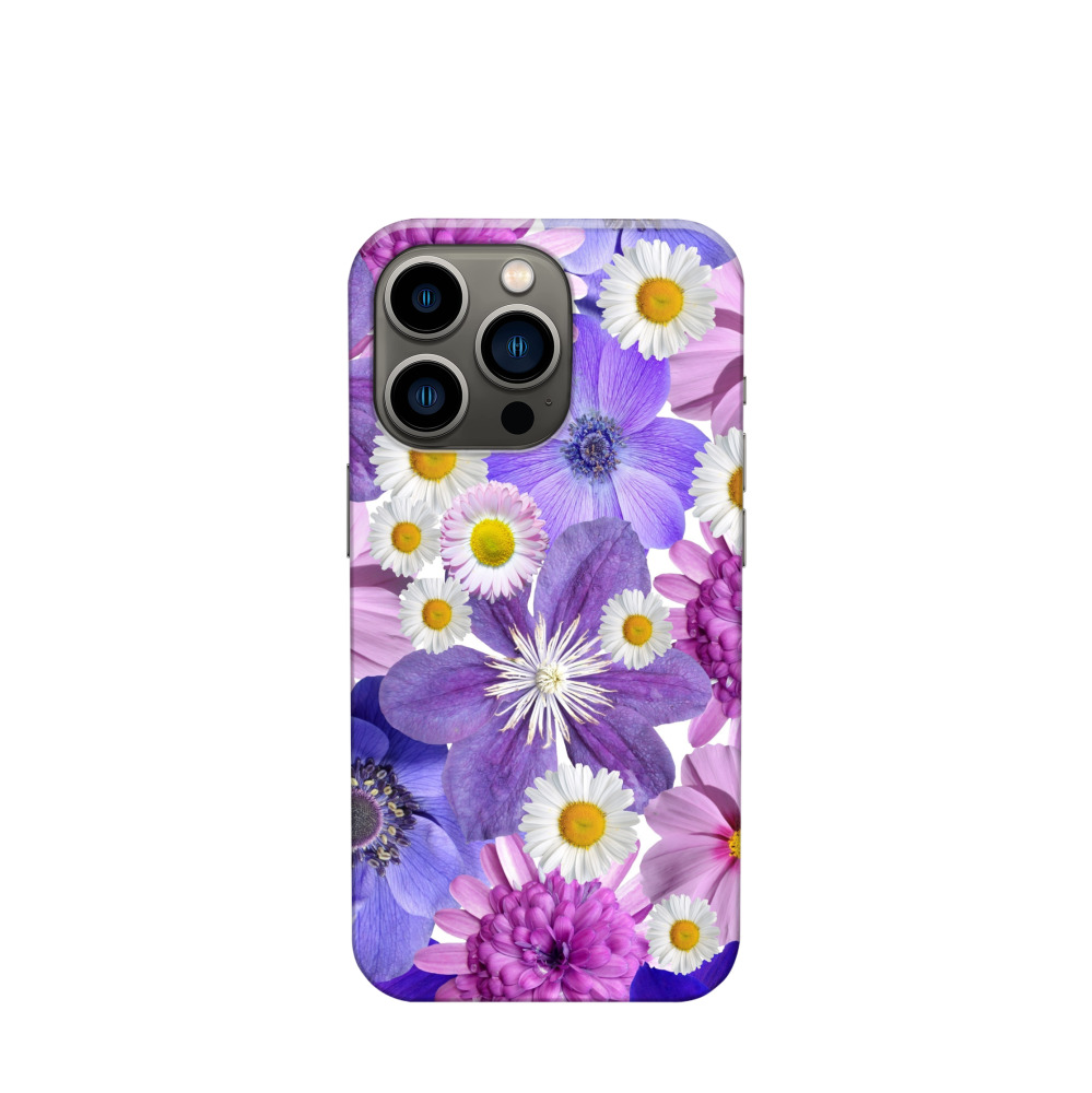 iPhone 13 Pro Kunststoff Hülle Blütenvielfalt - Lila-Violett