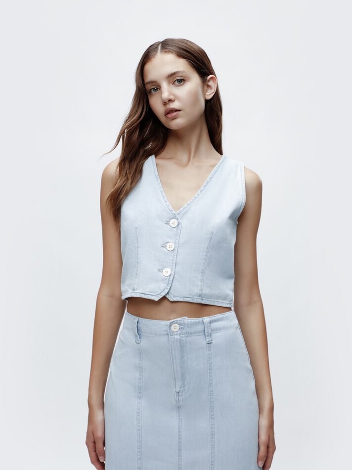 Colete jeans - Azul claro