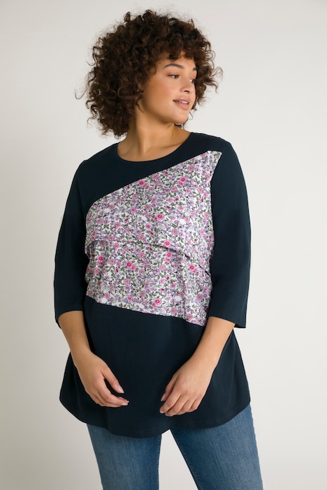 Bellieva-Shirt, Stillfunktion, A-Linie, Blumen, 3/4-Arm