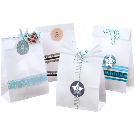 Folia Adventskalender-Set Papiertüten weiß