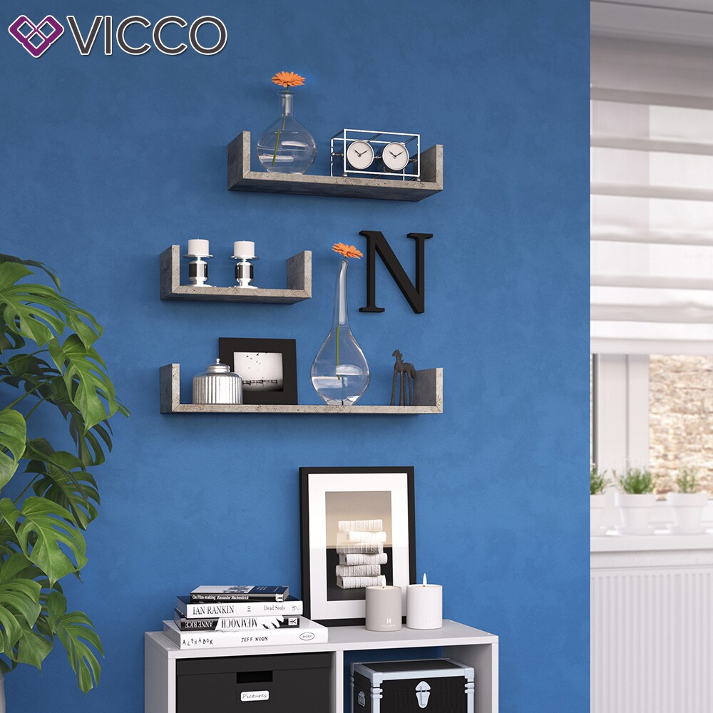 VICCO 3er Set Wandregal Hängeregal Bücherregal Wandboard Trend Regal Beton