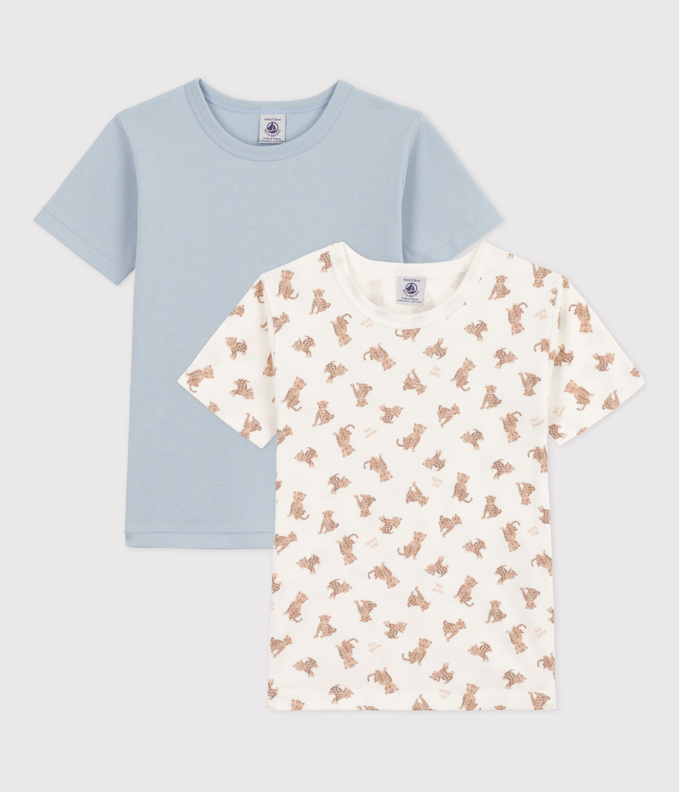 Lot de 2 tee-shirts manches courtes léopards en coton petit garçon