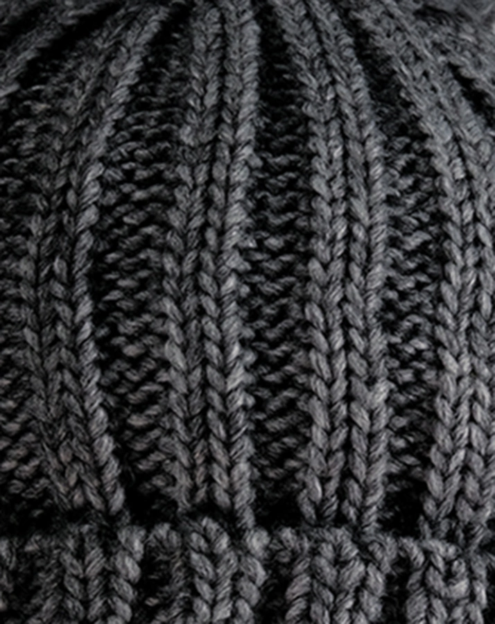 Strickmütze POMPON RIB in graumeliert