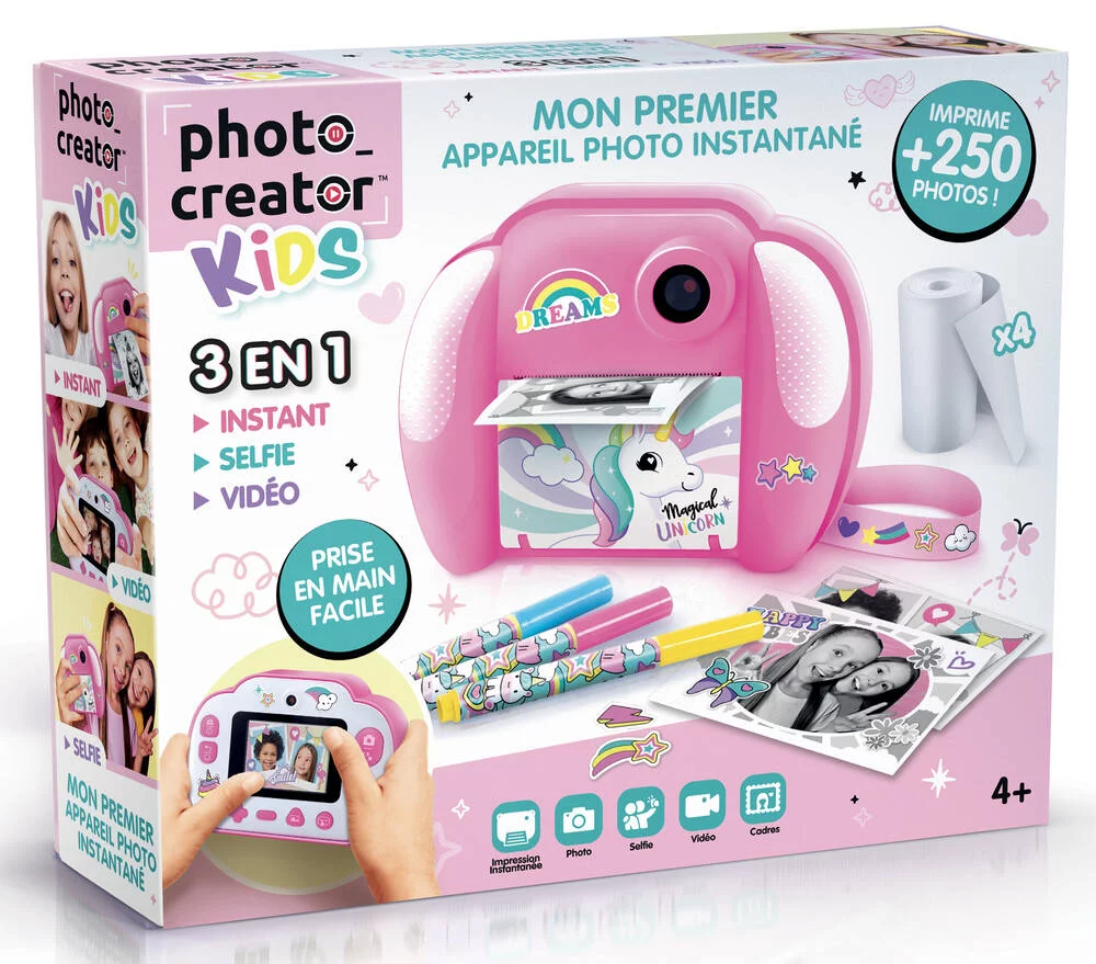PHOTO CREATOR INSTANTANE JUNIOR LICORNE ROSE