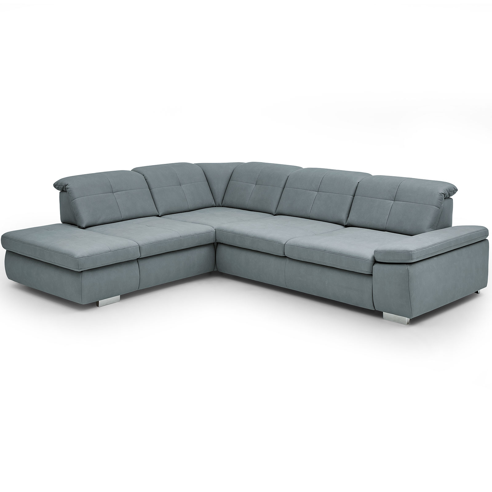 polsterpower Ecksofa - steel - Microfaser - Basismodell - Anstellhocker links