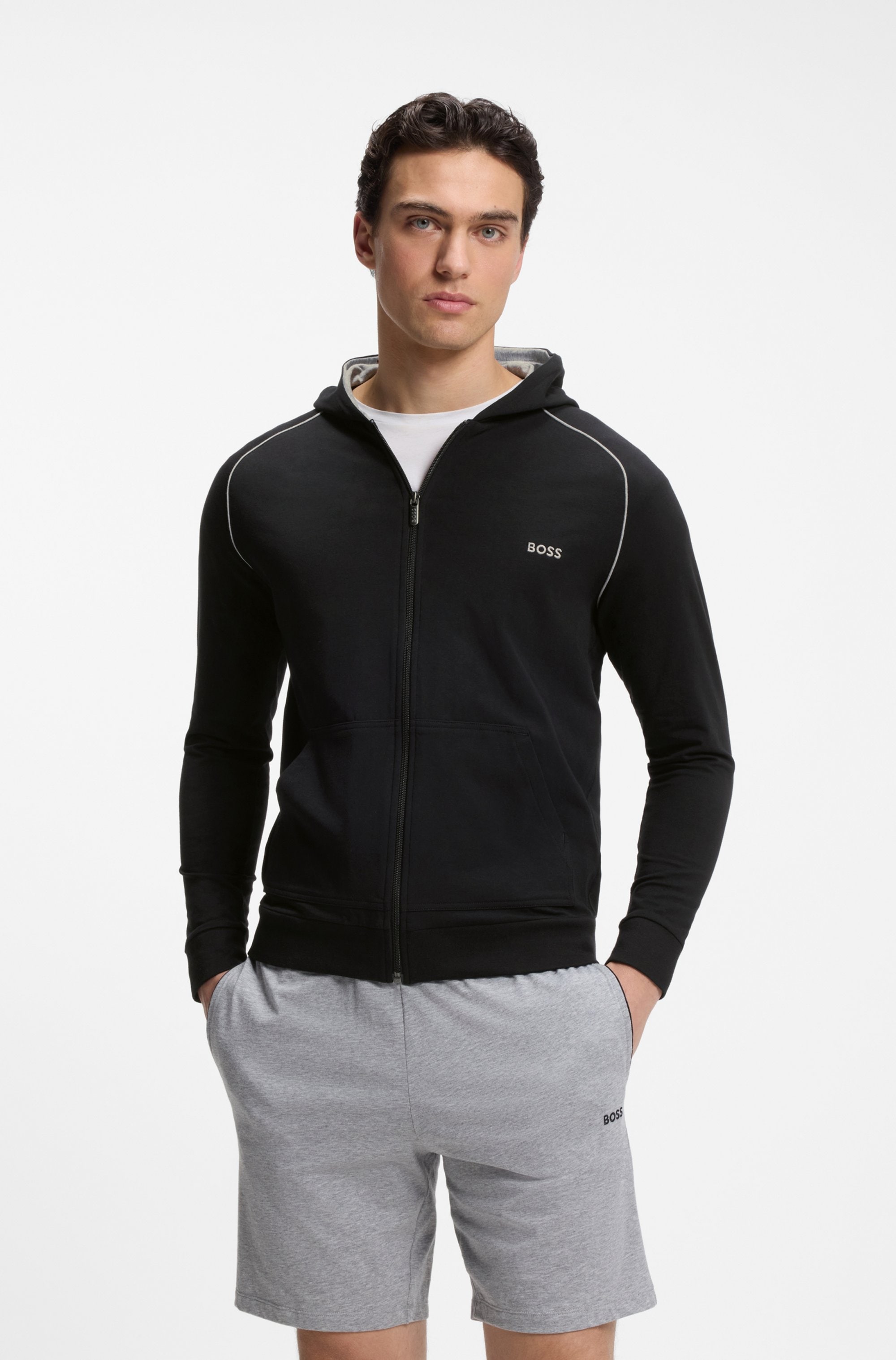 BOSS Kapuzensweatjacke »Mix&Match Jacket H« mit BOSS Stickerei auf der Brust