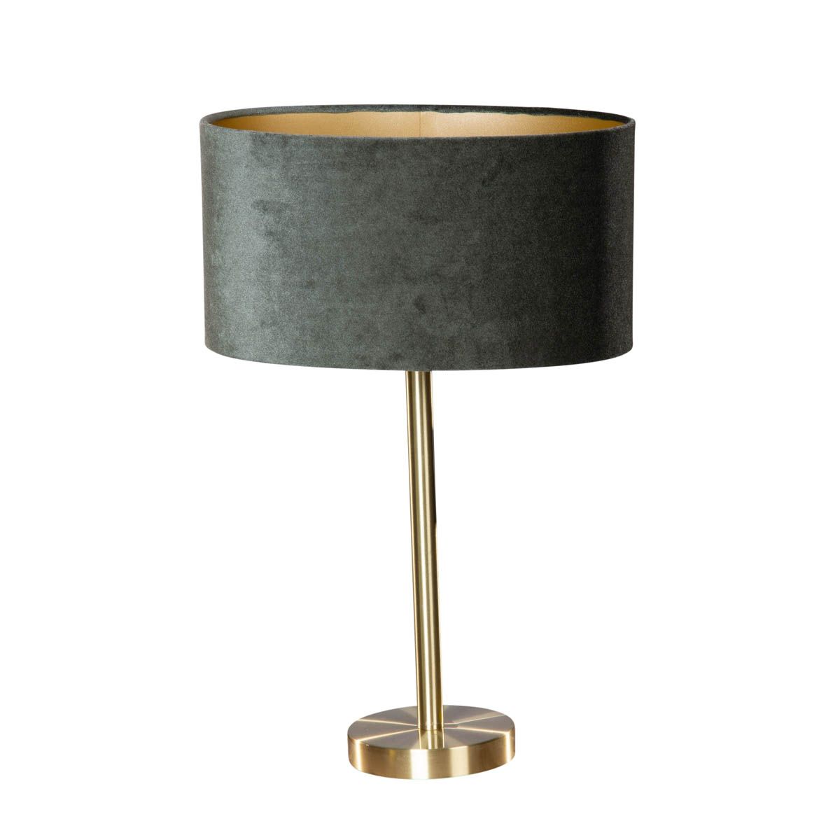 Tafellamp messing met ovale velours kap groen 35cm - Simplo