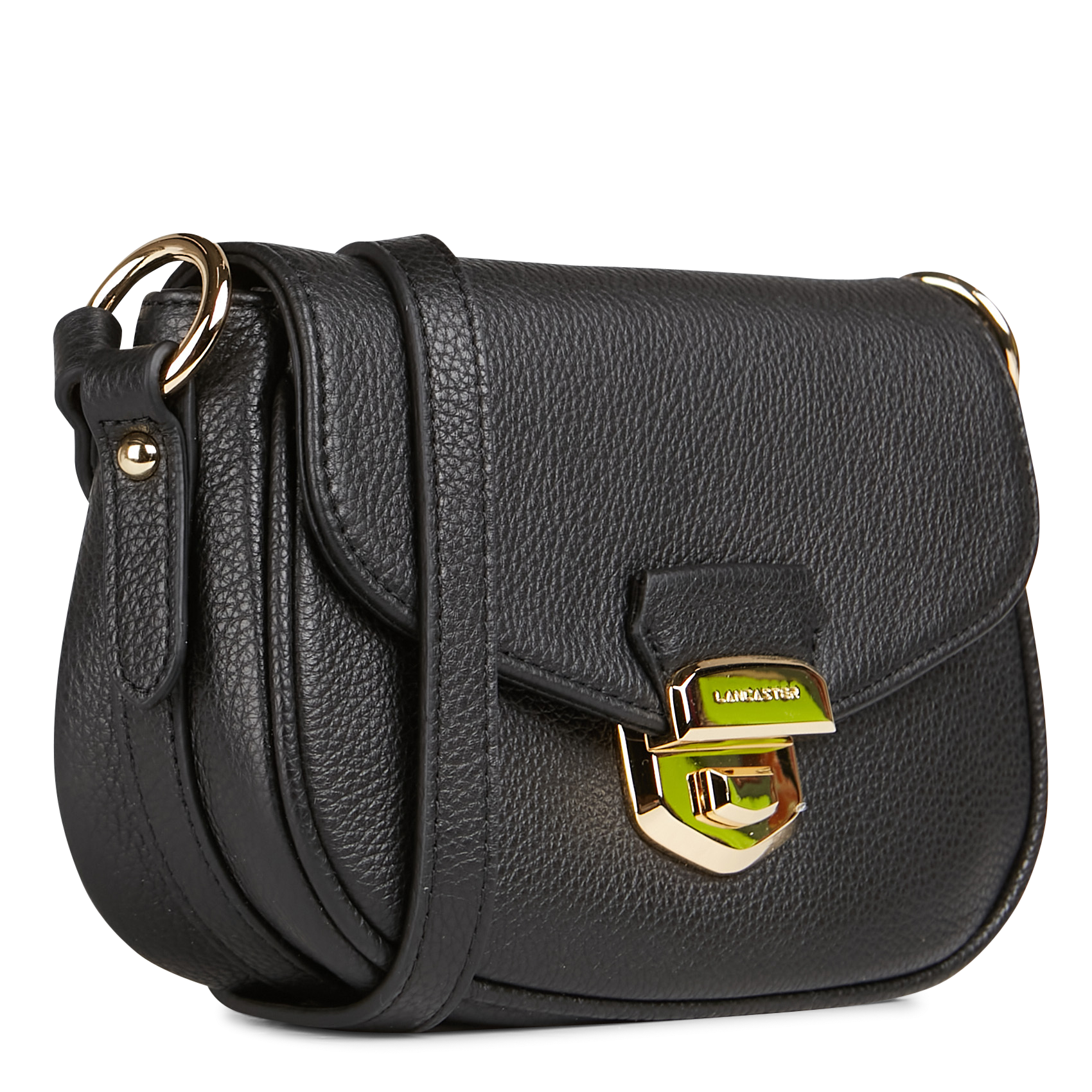 MILANO SOPHIA - Sac trotteur rabat avec fermoir en cuir | Noir