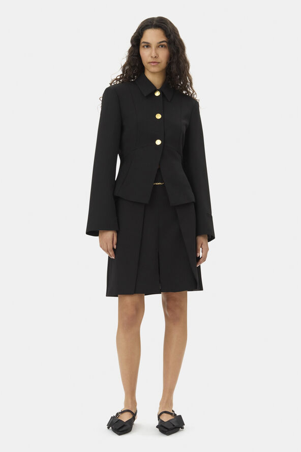 Ganni Light Twill Suiting Blazer Black