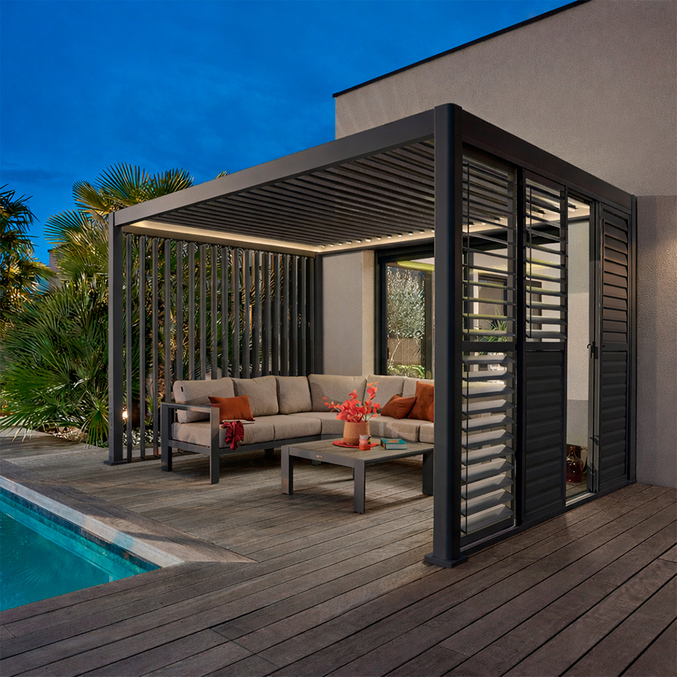 Pergola électrique bioclimatique autoportante EVORA Graphite