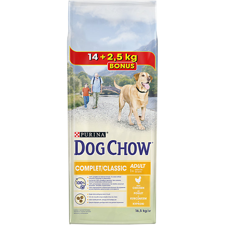 Croquettes chien adulte Purina Dog Chow Poulet 14 + 2.5 Kg offert