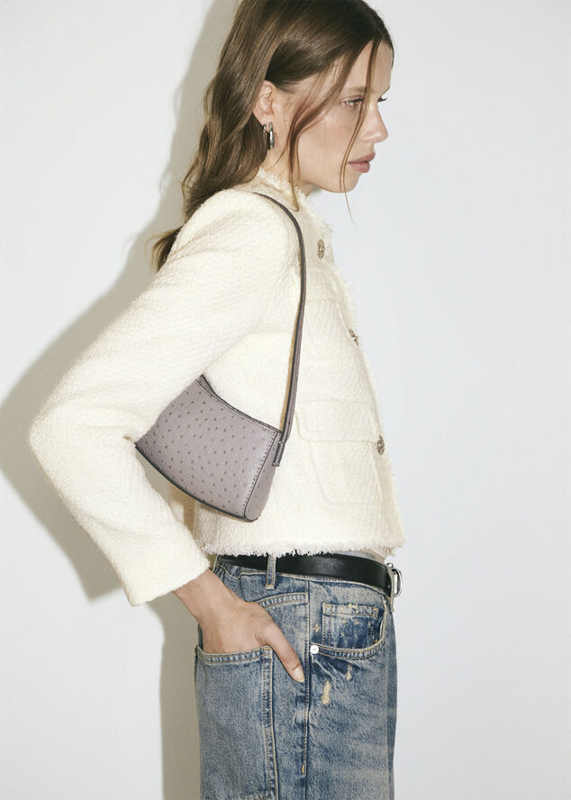 MANGO Pocket tweed jacket Light beige