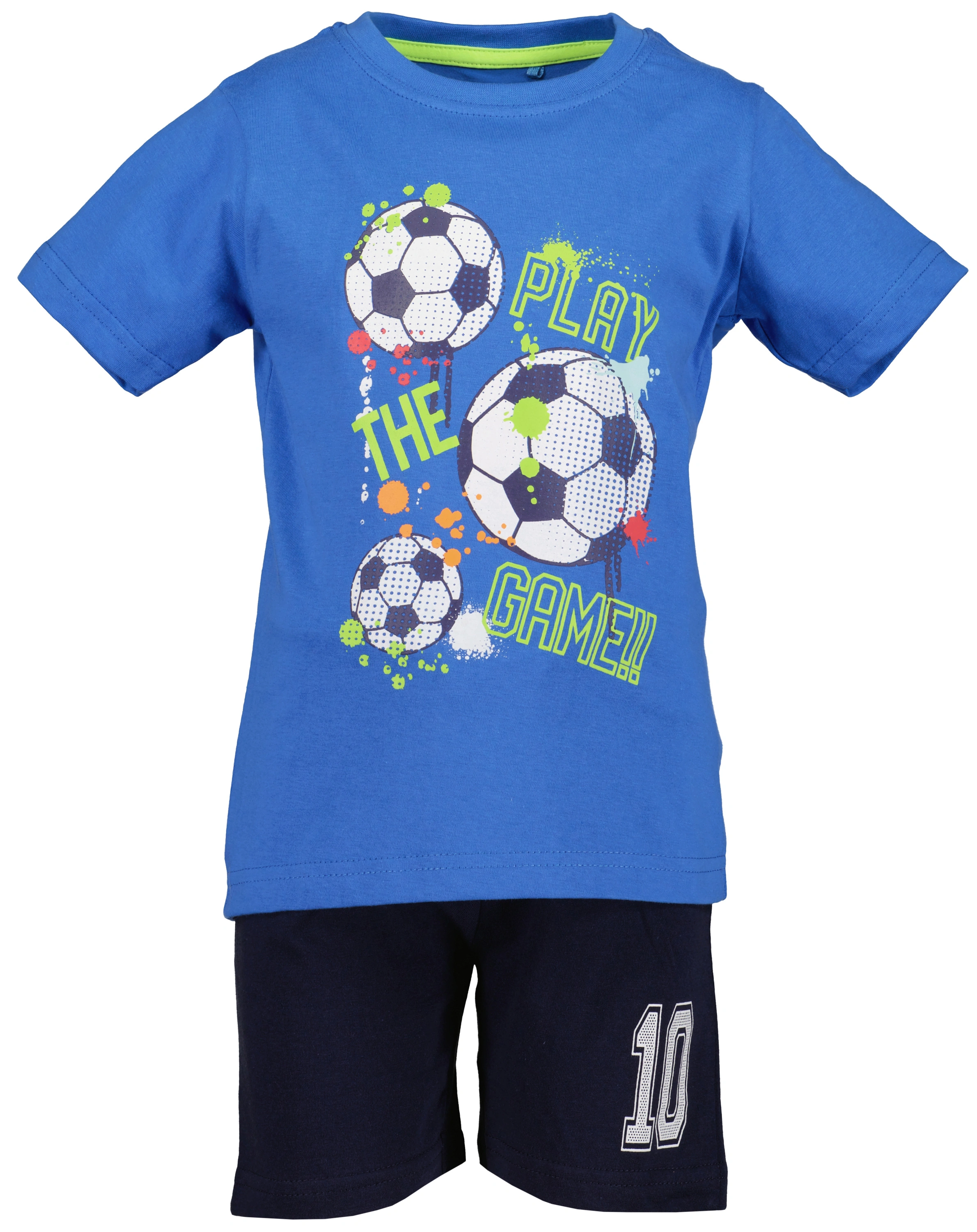 T-Shirt PLAY THE GAME mit Shorts in blau