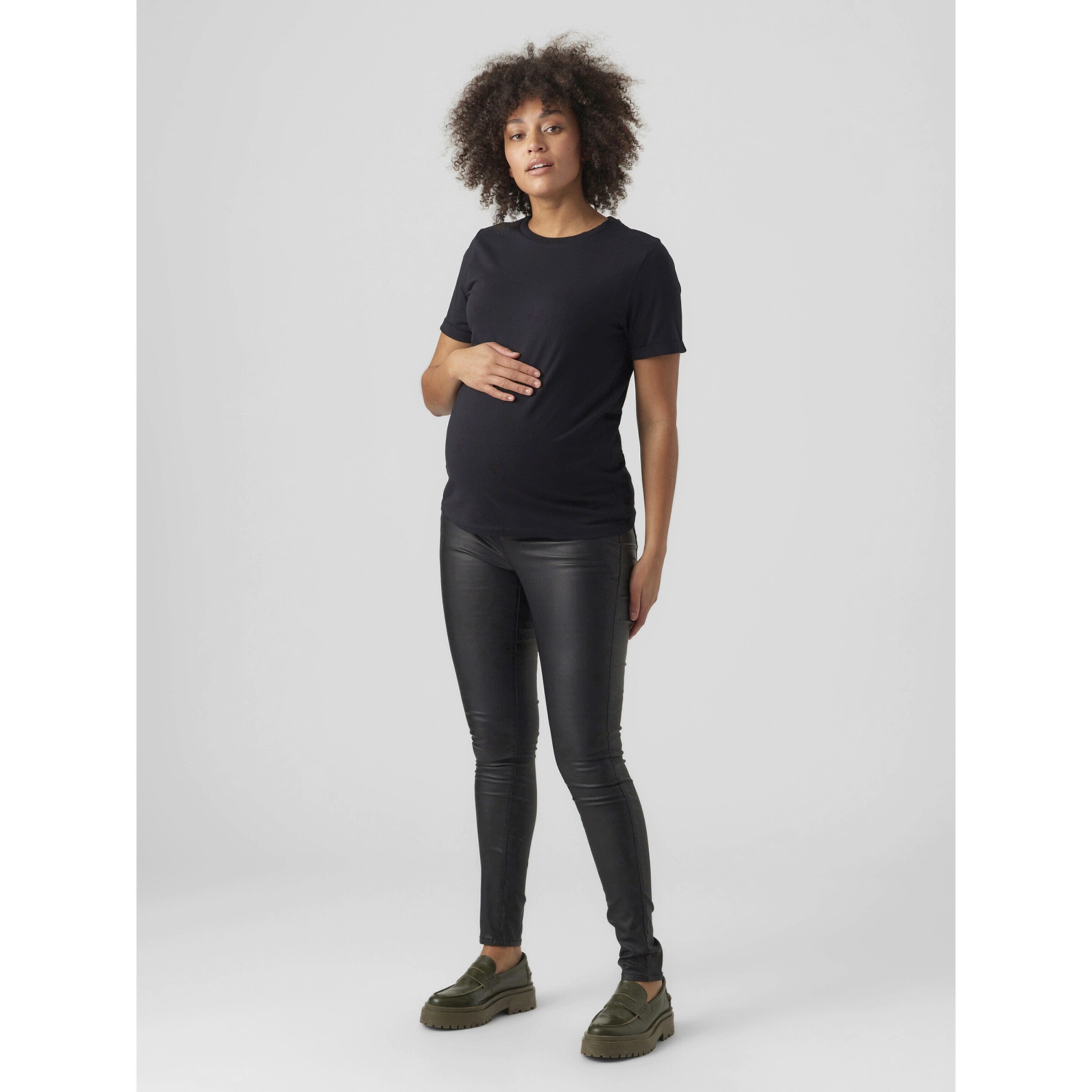 Vero Moda Maternity Umstands-Hose Lederoptik schwarz
