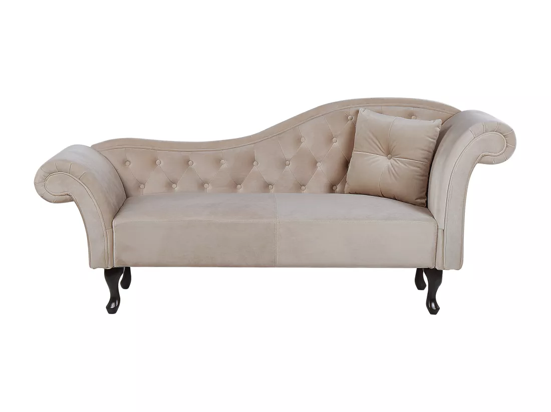 Chaise longue côté droit en velours beige LATTES