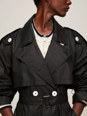 Trench coat oversized de abotoamento duplo