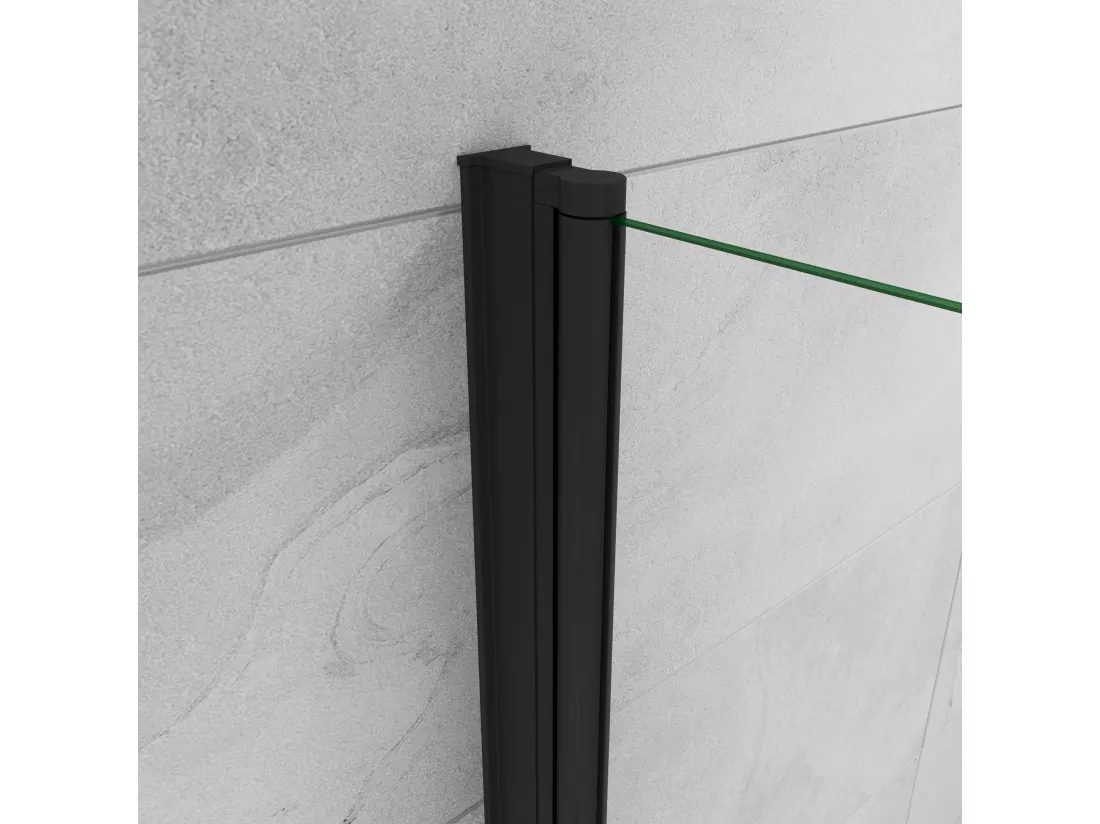 Paroi de douche italienne pivotante 35x200cm, paroi de douche retour pivotant mural en verre 8mm anticalcaire, profilé noir mat