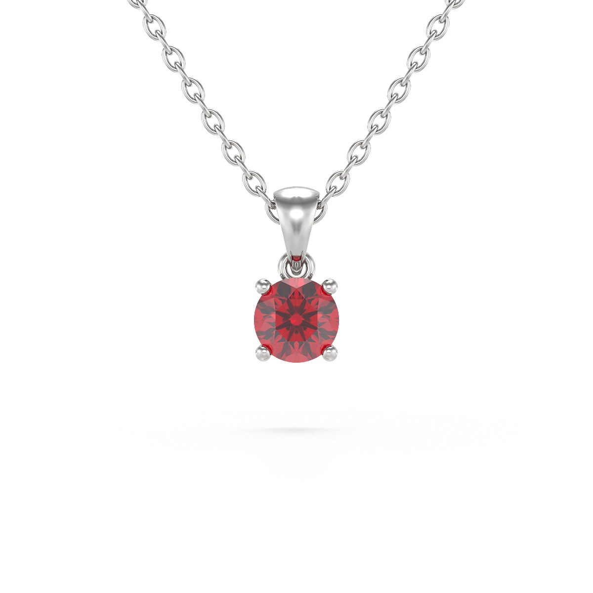 Collier Pendentif Or Blanc 585 Rubis - Bijou de Luxe | Aden