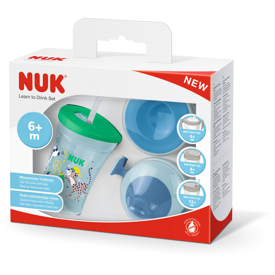 NUK Trinklernset All-in-1 blaugrün