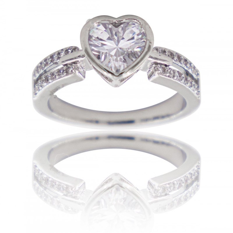 Bague Femme Rhodium Coeur LOVA