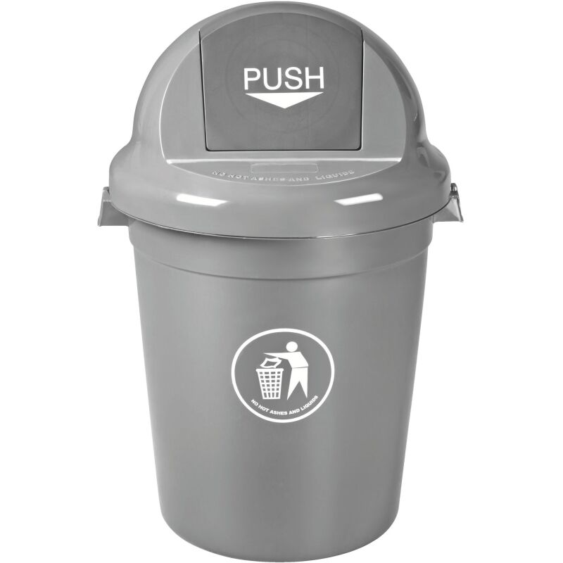 Poubelle 80 litres Push ronde grise
