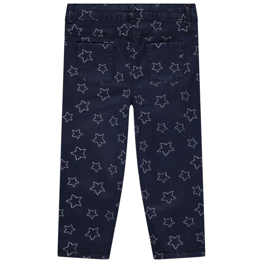 Pantalon slim en twill imprimé pour bébé fille - Bleu marine