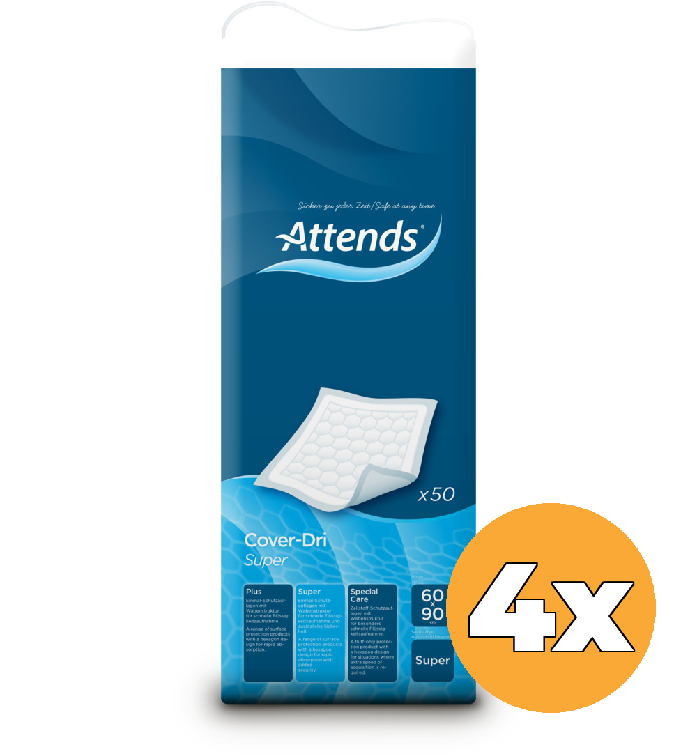 4x Attends Cover Dri Super 60 X 90 Cm (50 stuks)