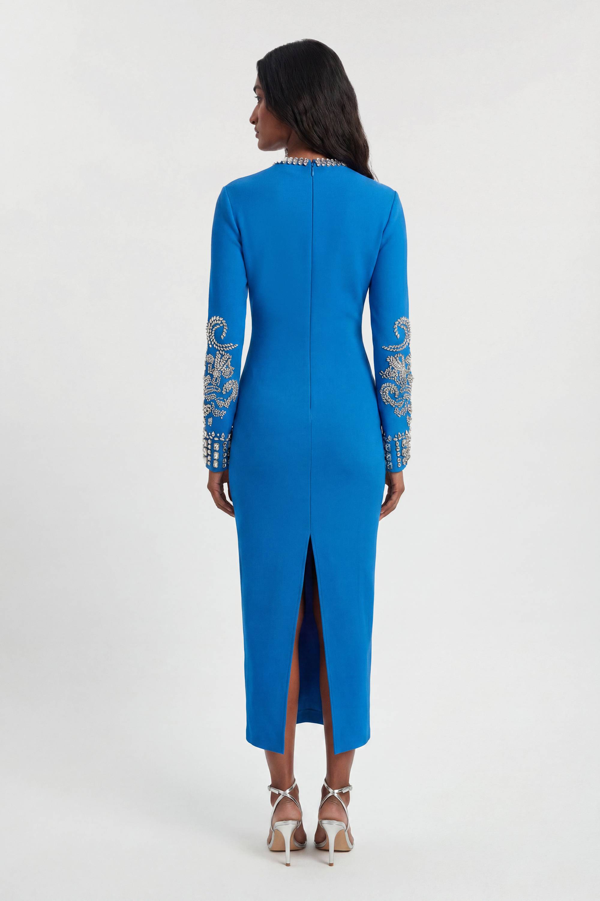 KarenMillen Robe Midi Moulante En Maille Bandage À Manches Larges Ornées