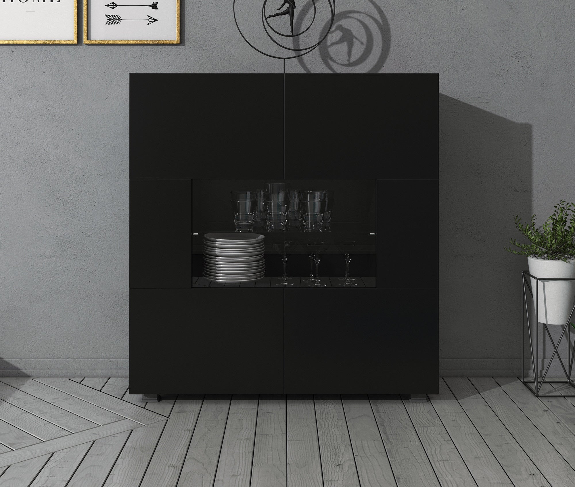 Meubella - Dressoir Calgary - Mat Zwart - 100 cm