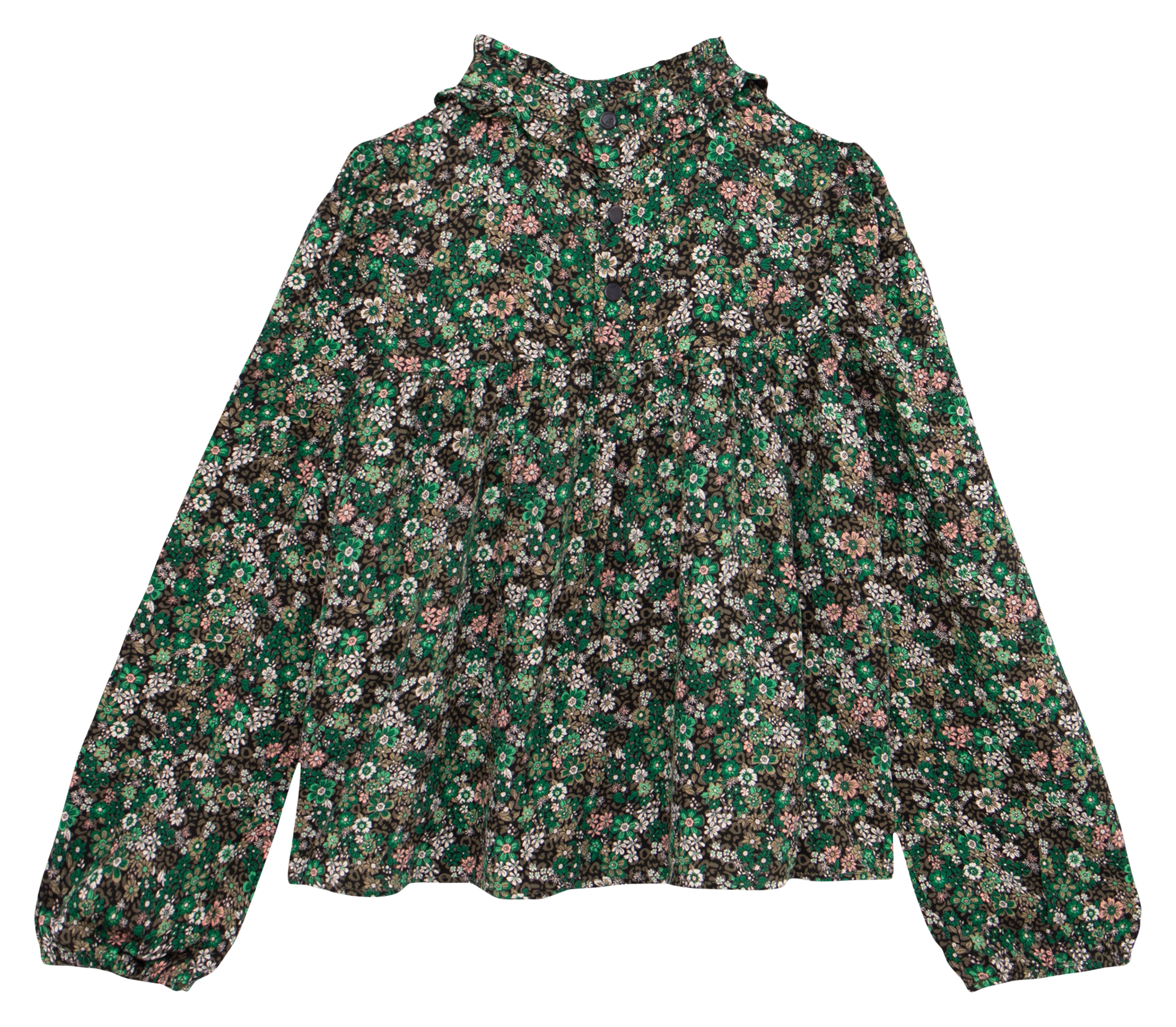 Blouse col rond droite imprimée | Kaki